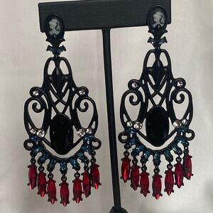 Gothic red chandelier earrings